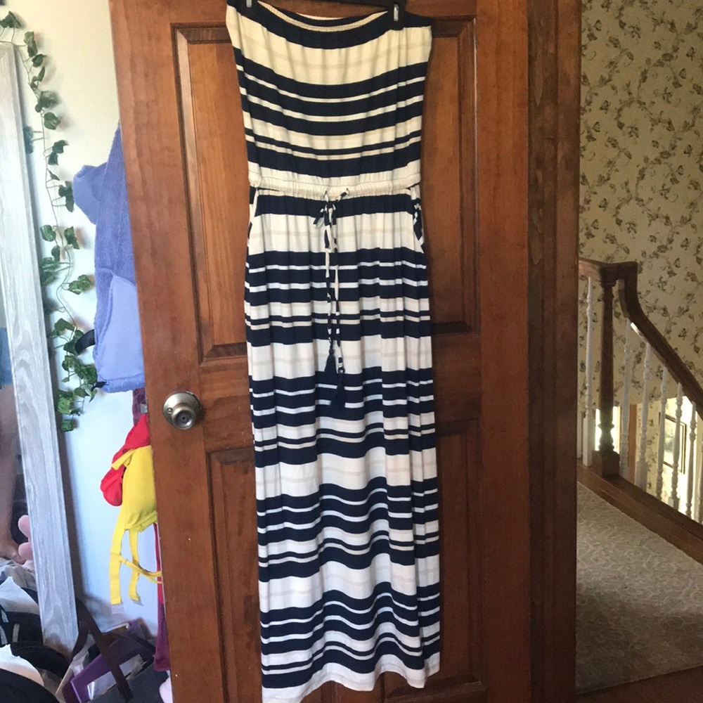 Striped strapless maxi sun dress